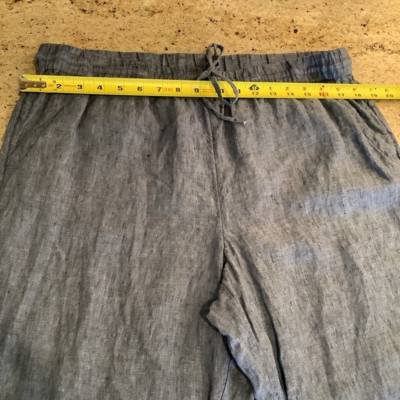 Charter Club Luxury Blue Linen Pants Size Large Drawstring Waist - Picture 4 of 6